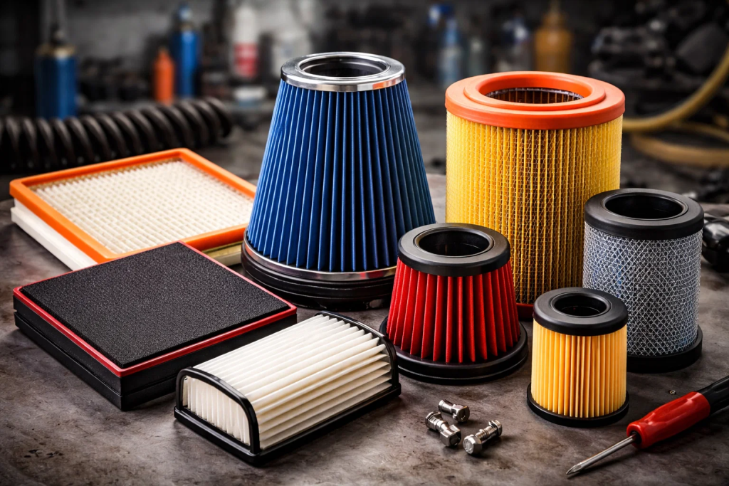 Différents types de filtres à air voiture cartouche cylindrique et filtre en peigne